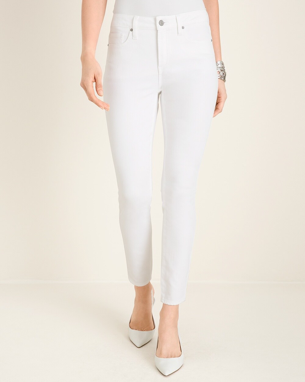 No-Stain White High-Rise Skinny Ankle Jeans