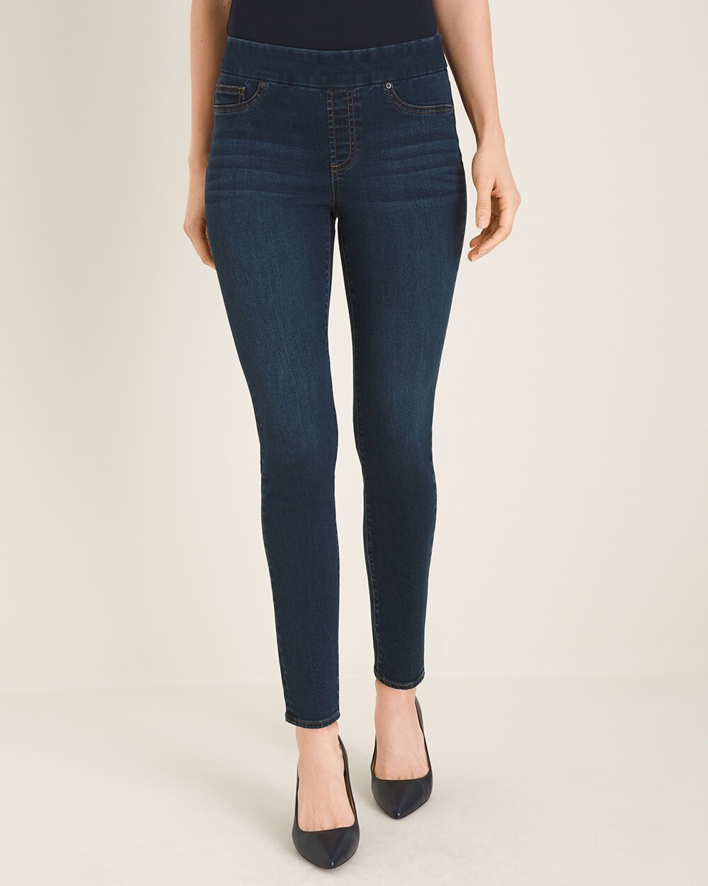 High-Rise Pull-On Skinny Ankle Jeans