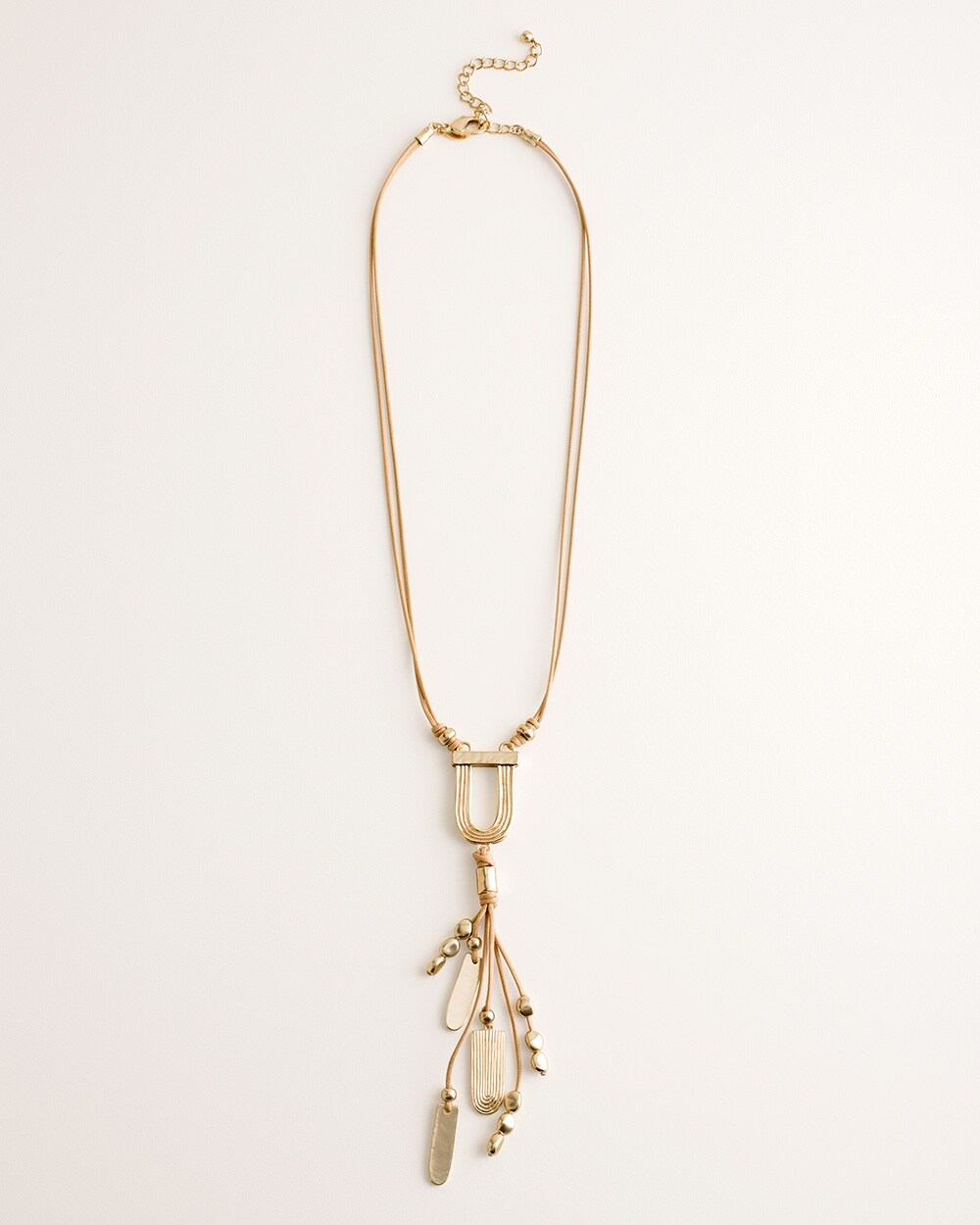 Goldtone Textured Pendant-Tassel Necklace