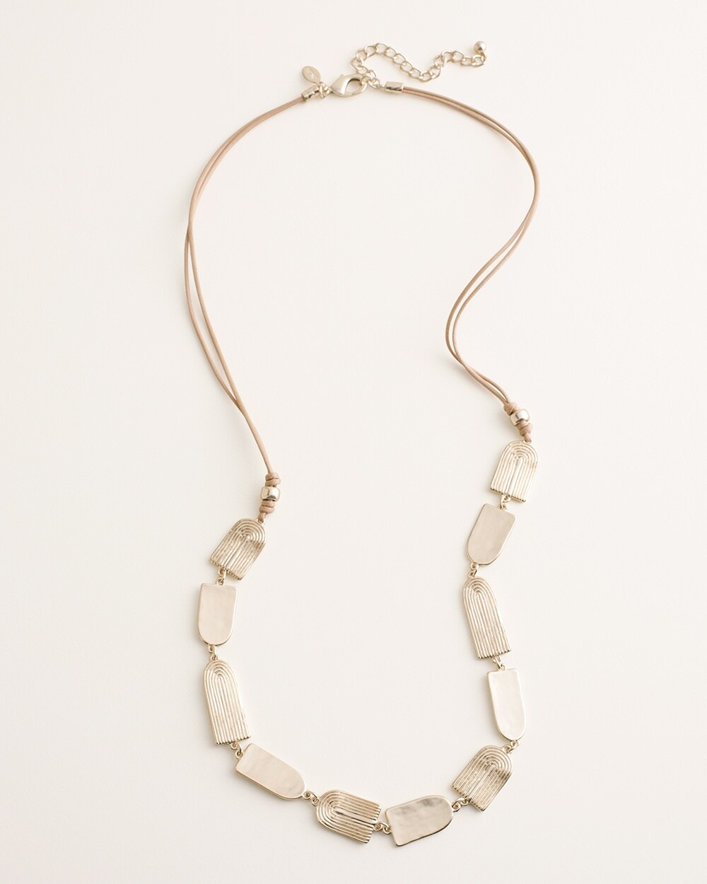 Long Textured Goldtone Single-Strand Necklace
