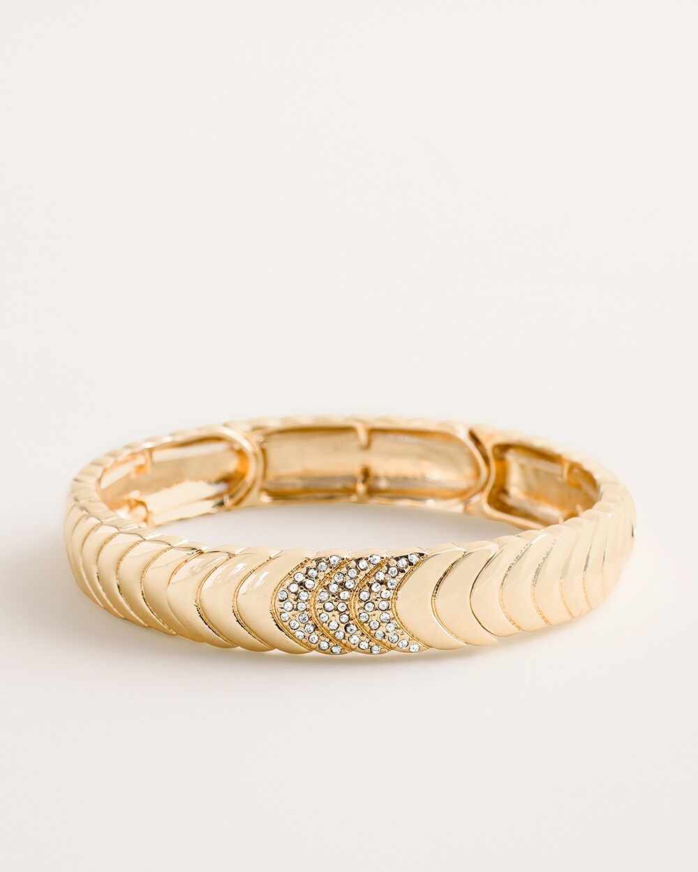 Goldtone Pave Textured Stretch Bracelet