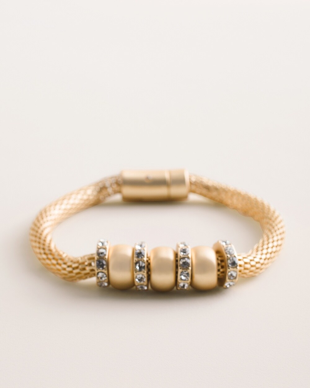 Goldtone Pave Textured Magnetic Bracelet
