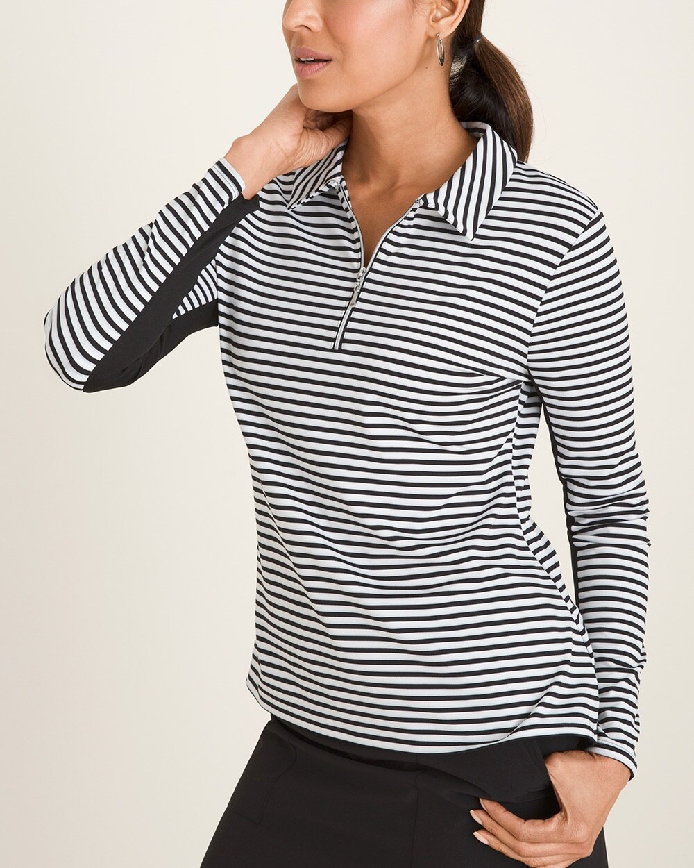 Zenergy Striped Mesh-Trim Polo Shirt