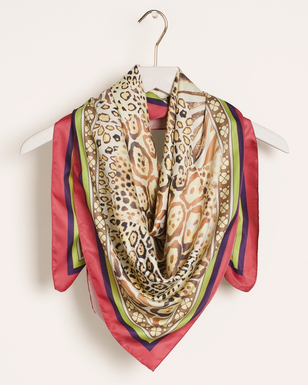 Oversized Mixed Animal-Print Square Scarf