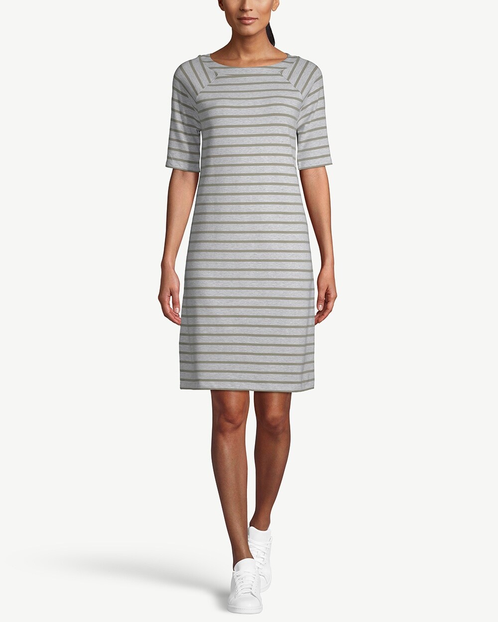 Zenergy Striped Short-Sleeve Sweatshirt Dress
