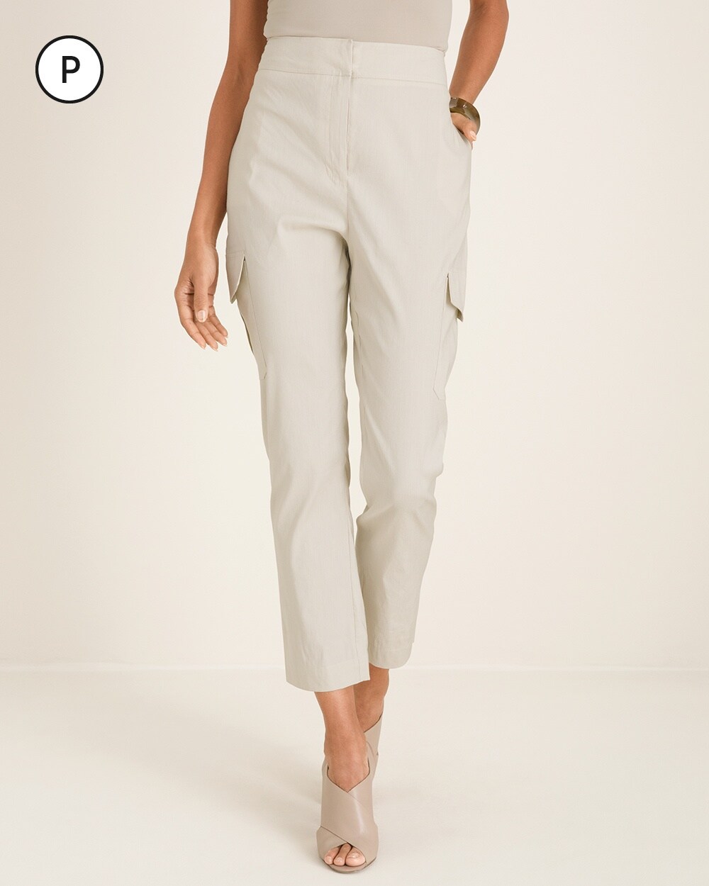 Petite Stretch Linen-Blend Tapered Utility Ankle Pants