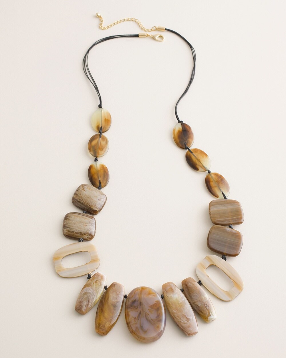 Long Brown Horn-Inspired Single-Strand Necklace