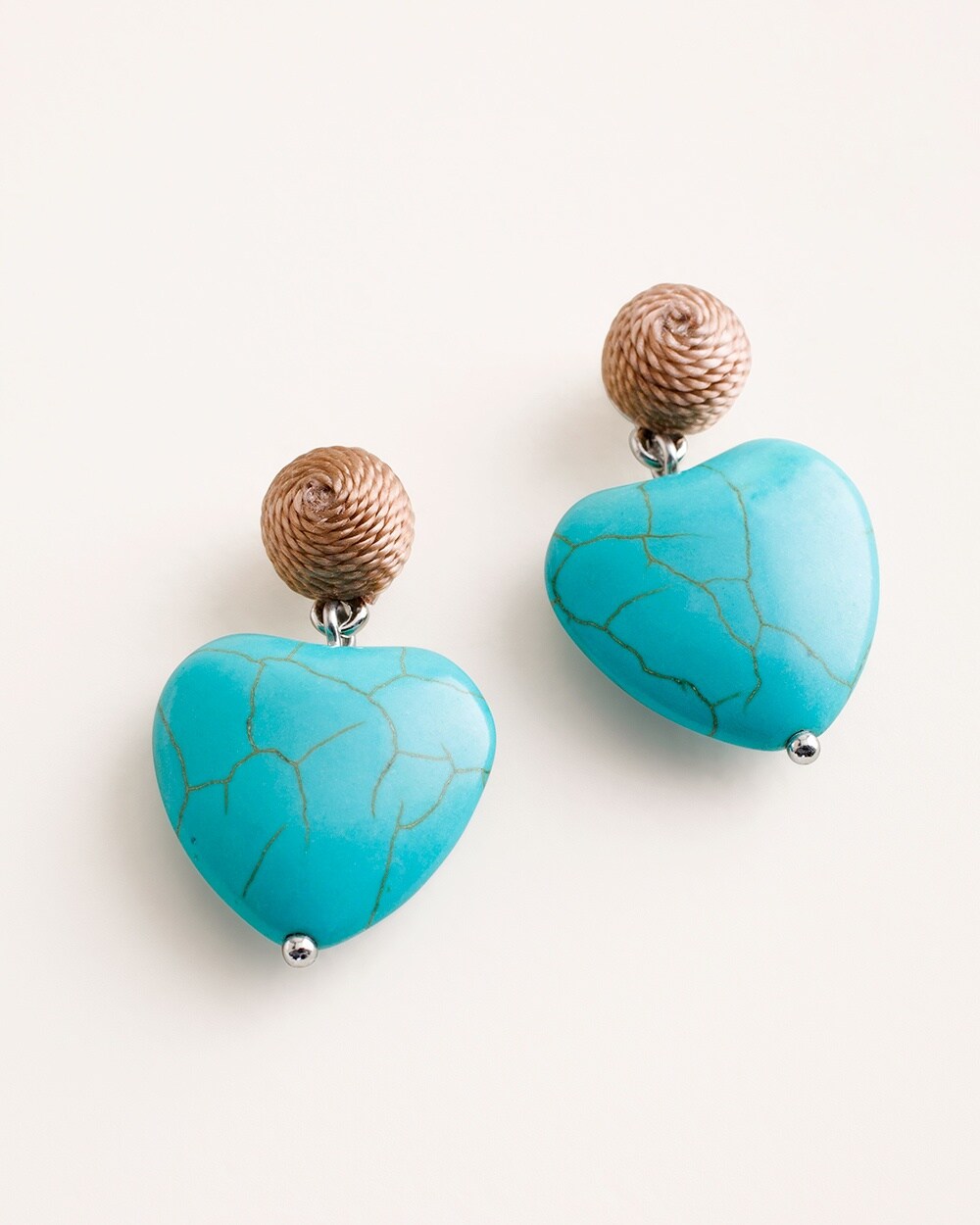 Simulated Turquoise Heart-Shaped Earrings