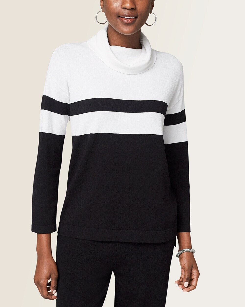 Zenergy Blocked Stripe Pullover Sweater