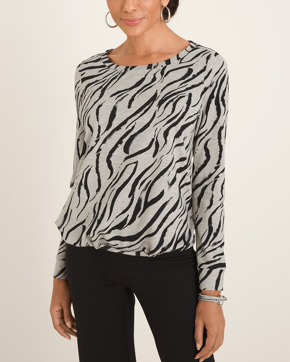 Zenergy Zebra-Print Cinched Pullover