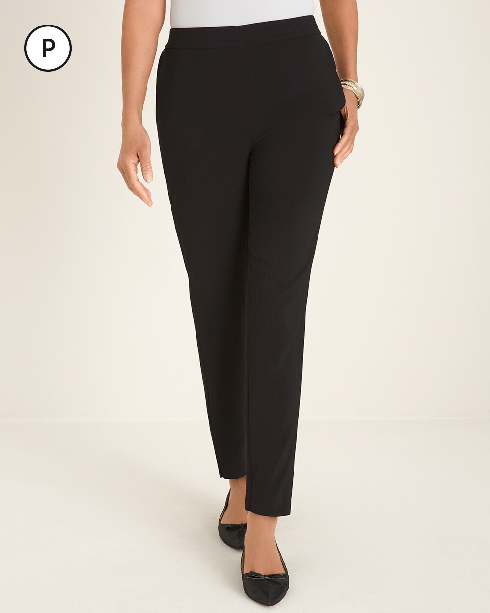 Petite Pull-On Tapered Crepe Ankle Pants