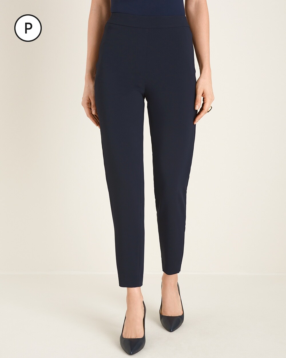 Petite Pull-On Tapered Crepe Ankle Pants