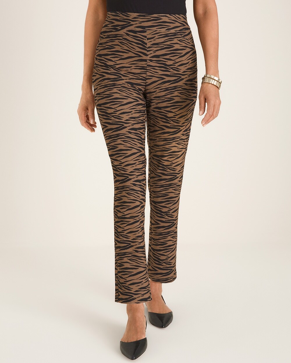 Travelers Collection Zebra-Print Crepe Ankle Pants