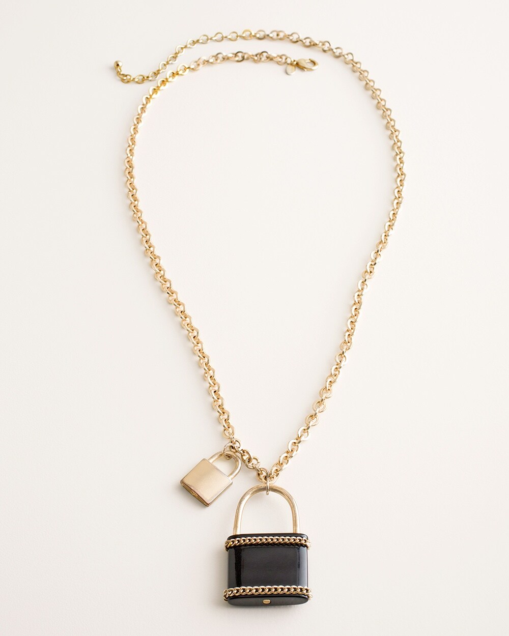 Black Lock Pendant Necklace