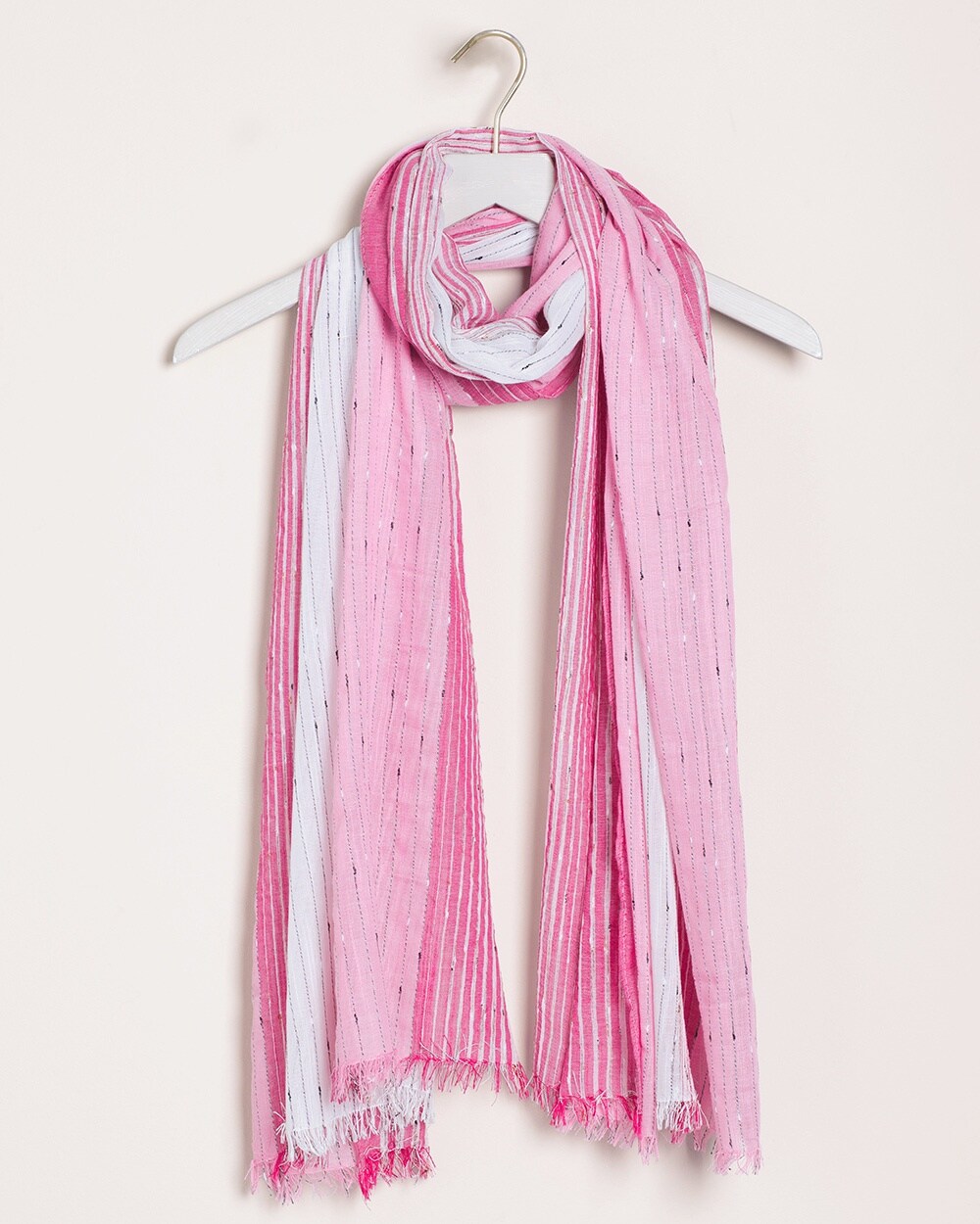 Pink Textured Striped Oblong Scarf