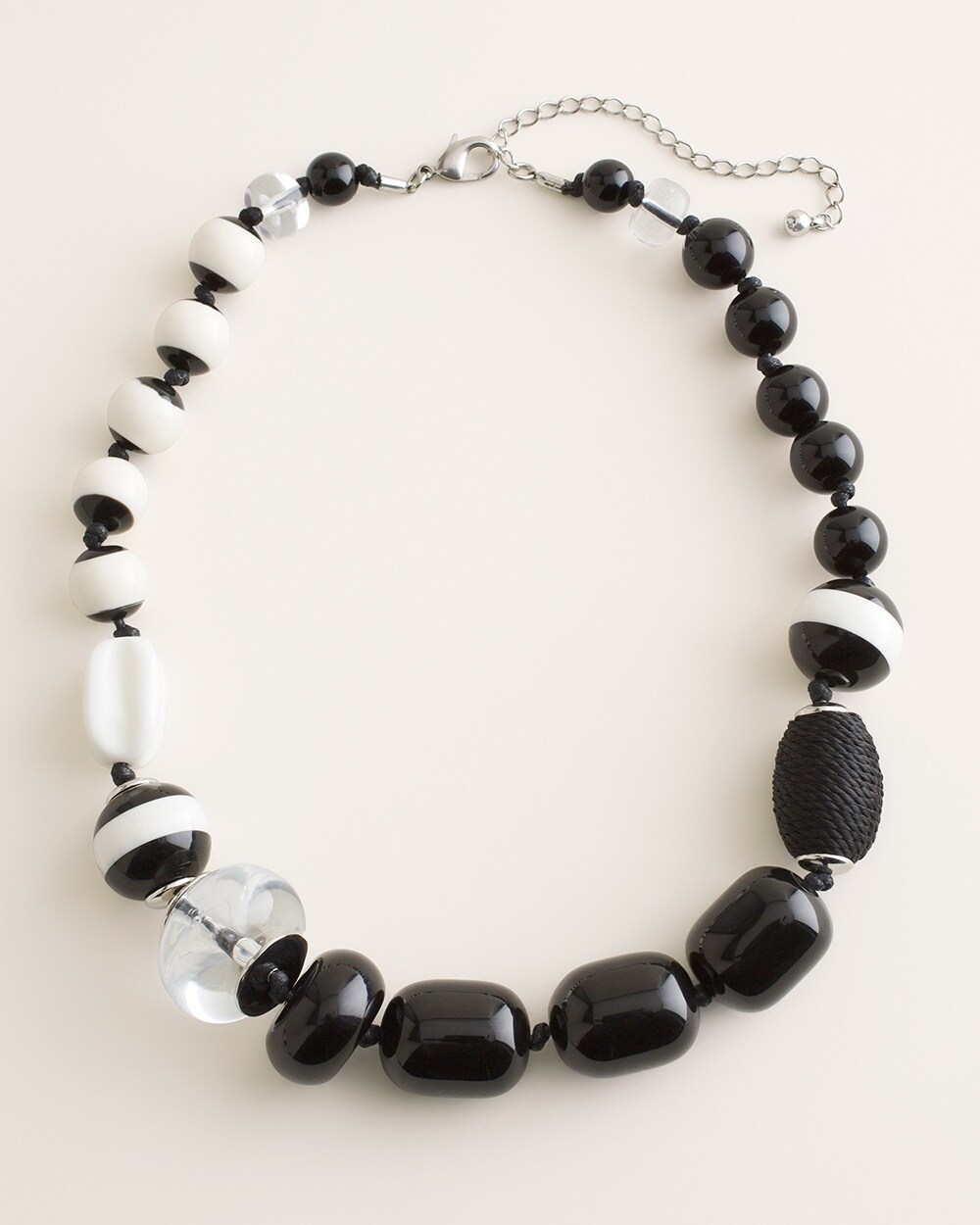 Black and White Beaded Bib Necklace