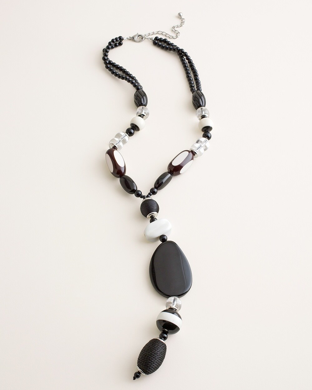 Black and White Beaded Y-Necklace