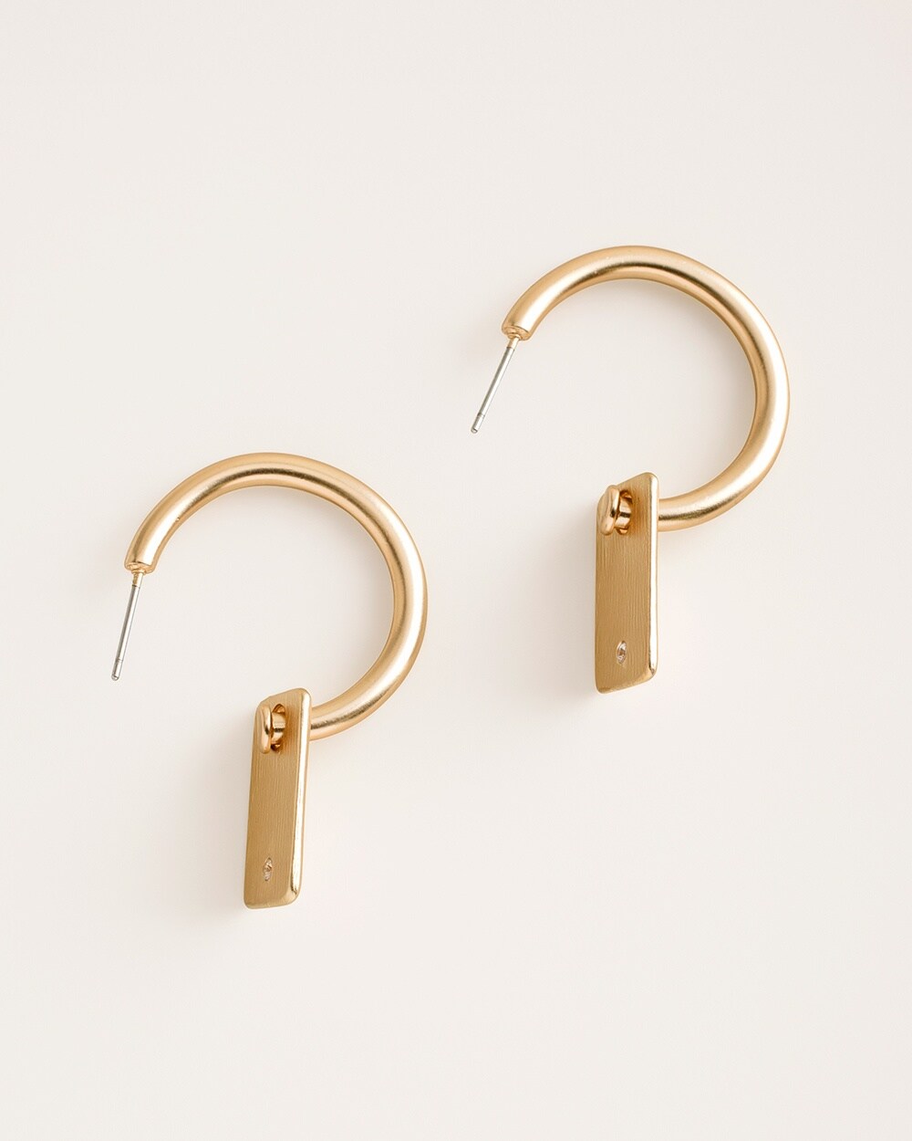 Convertible Goldtone Square Hoop Earrings