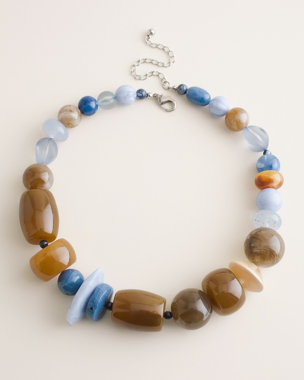 Beaded Blue and Neutral Bib Necklace
