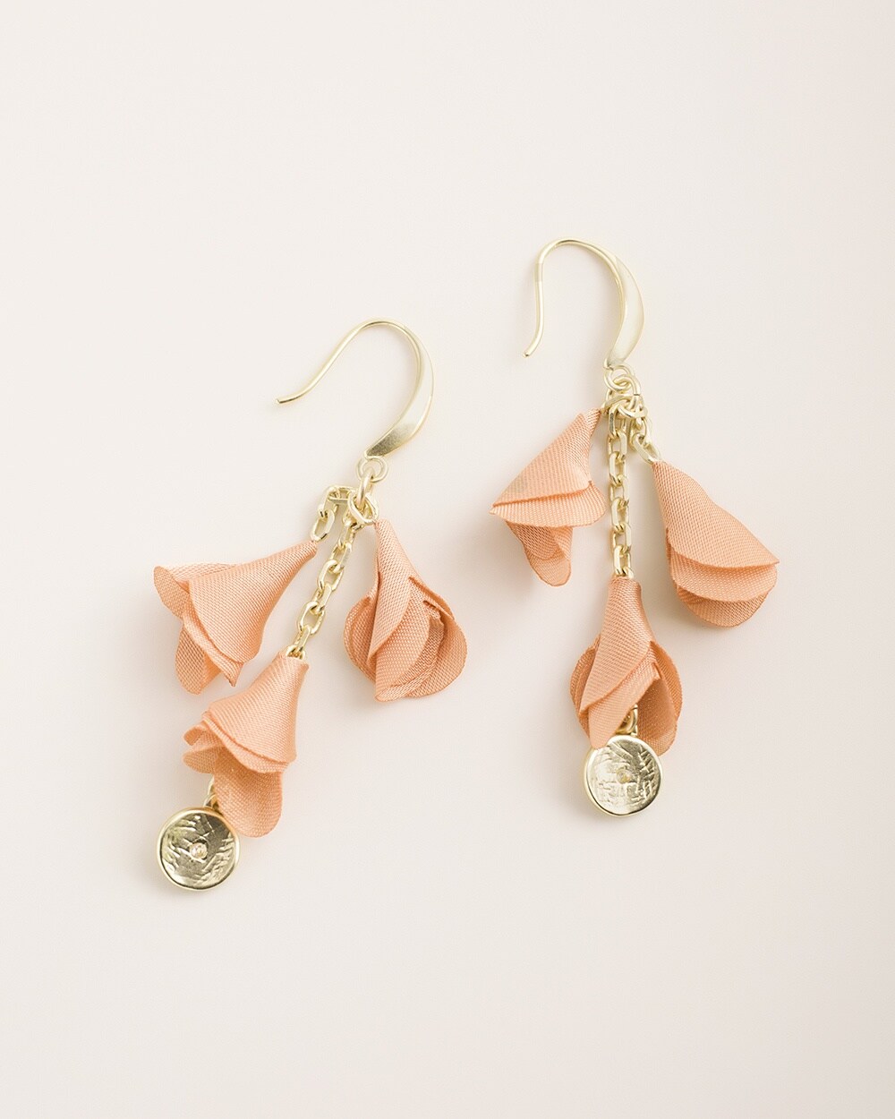 Coral and Goldtone Linear Earrings