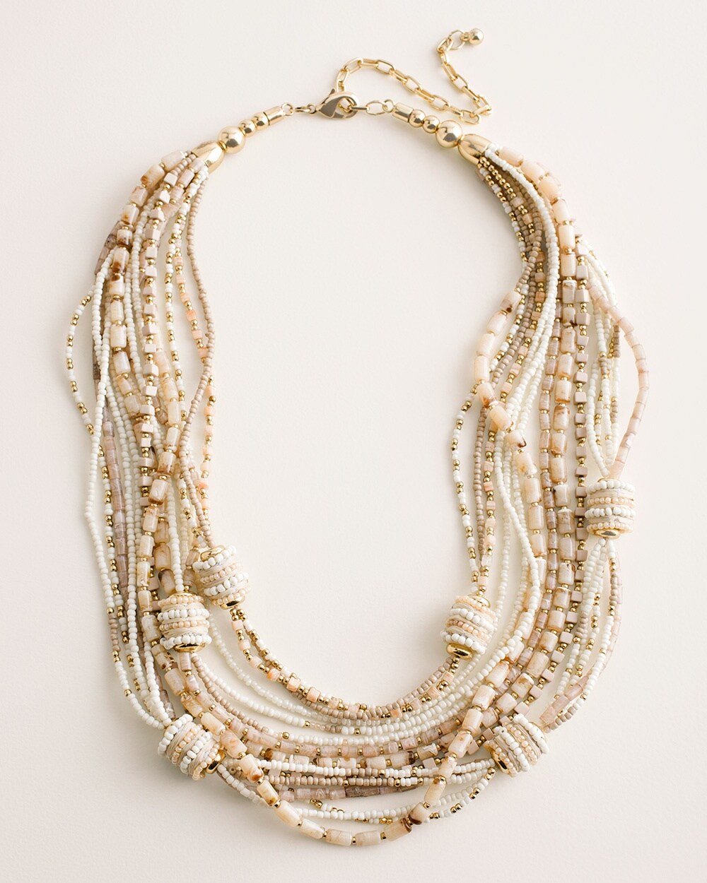 Neutral Seed Bead Multi-Strand Necklace