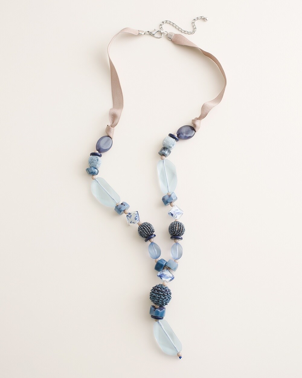 Blue Beaded Y-Necklace