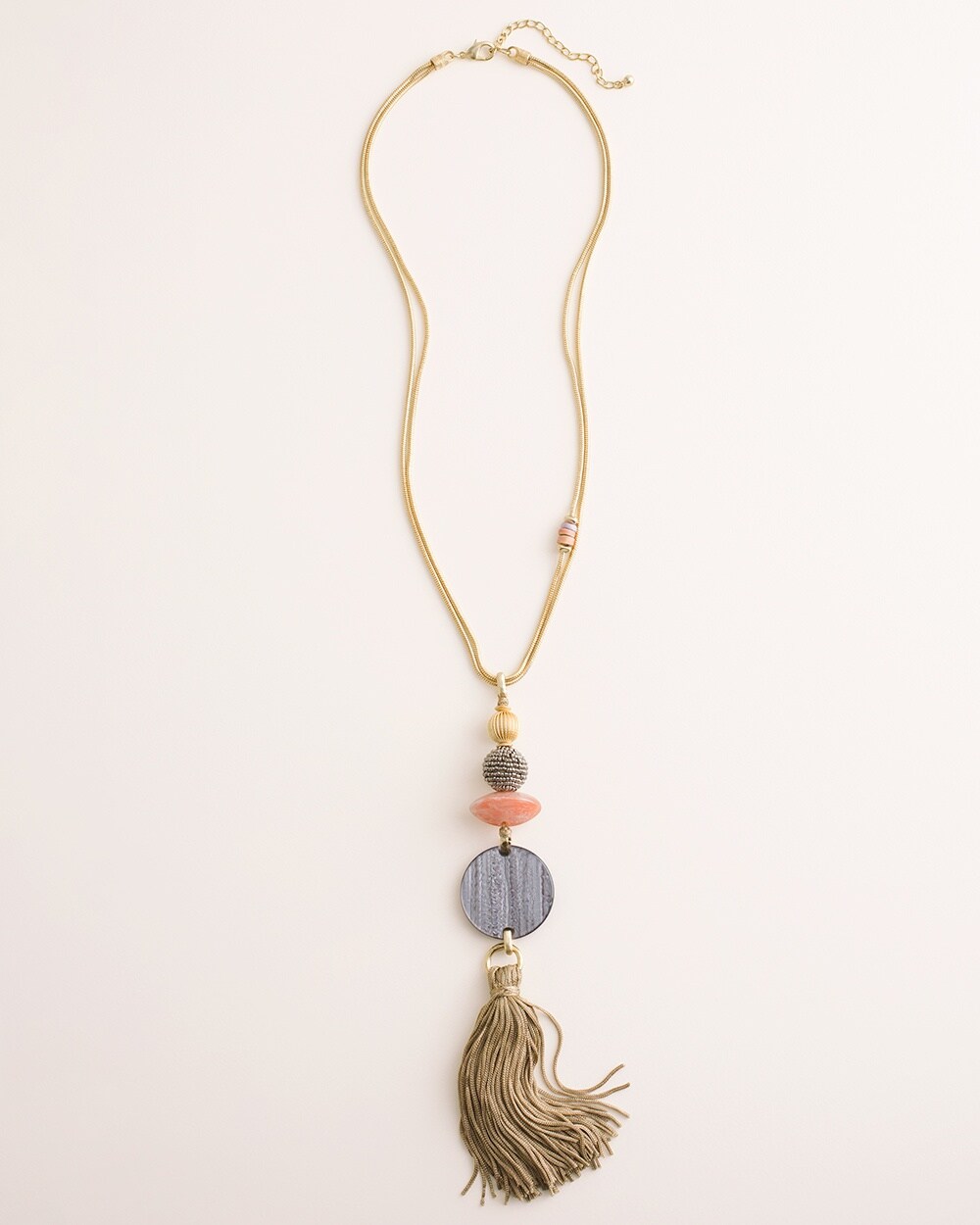 Long Colorful Beaded Tassel Necklace