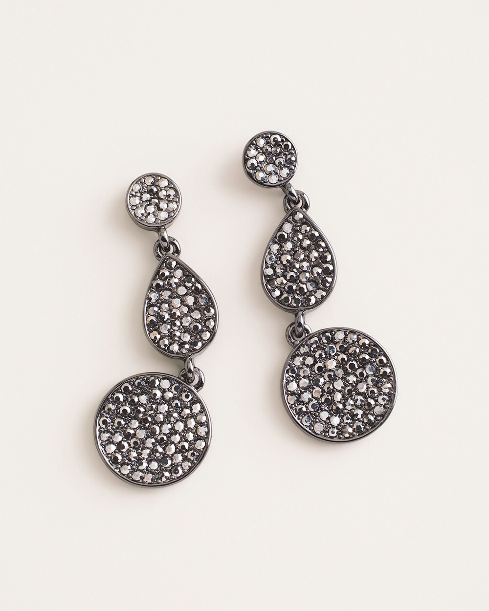 Simulated Hematite Pave Linear Earrings