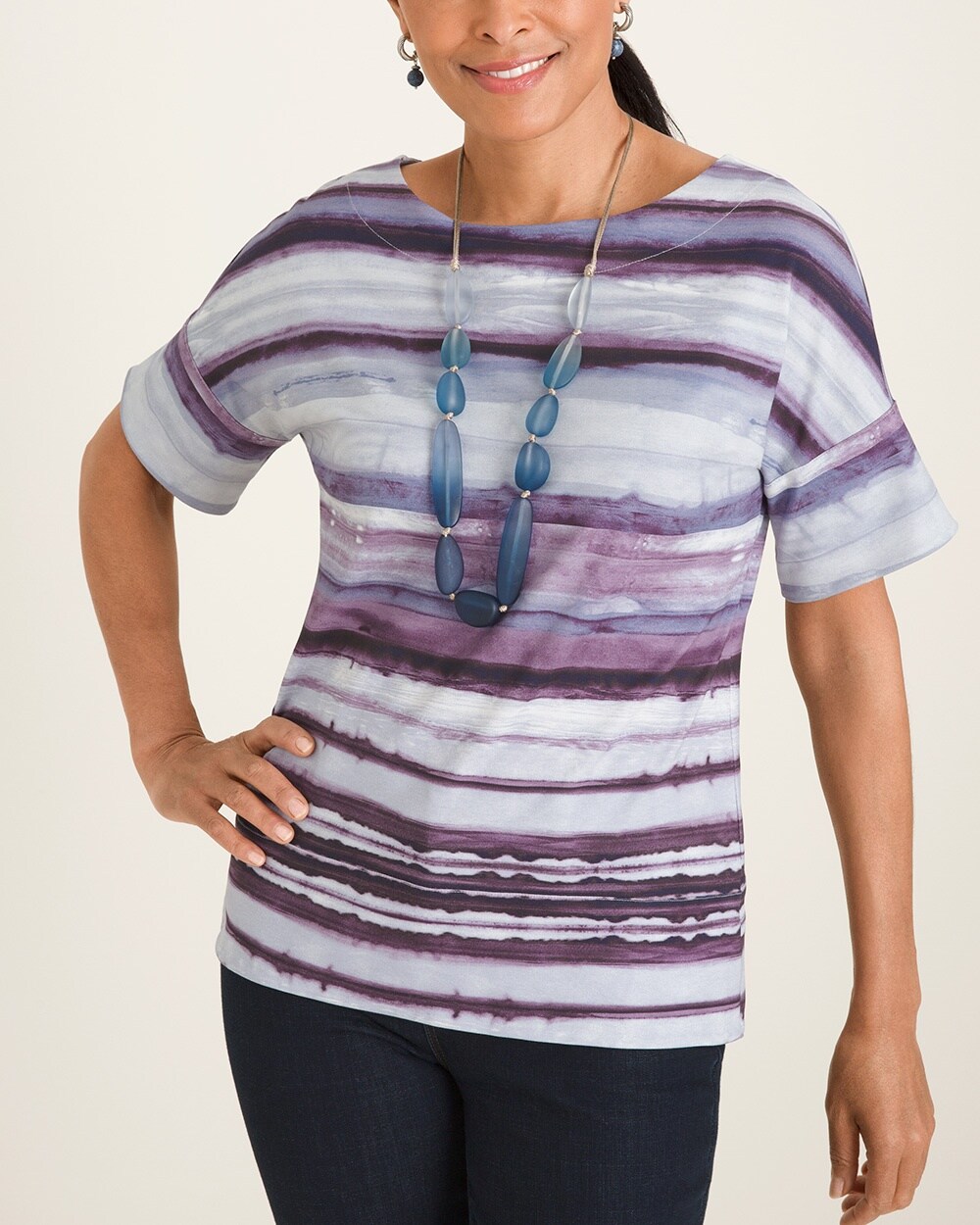 Cool-Toned Watercolor Striped Tee