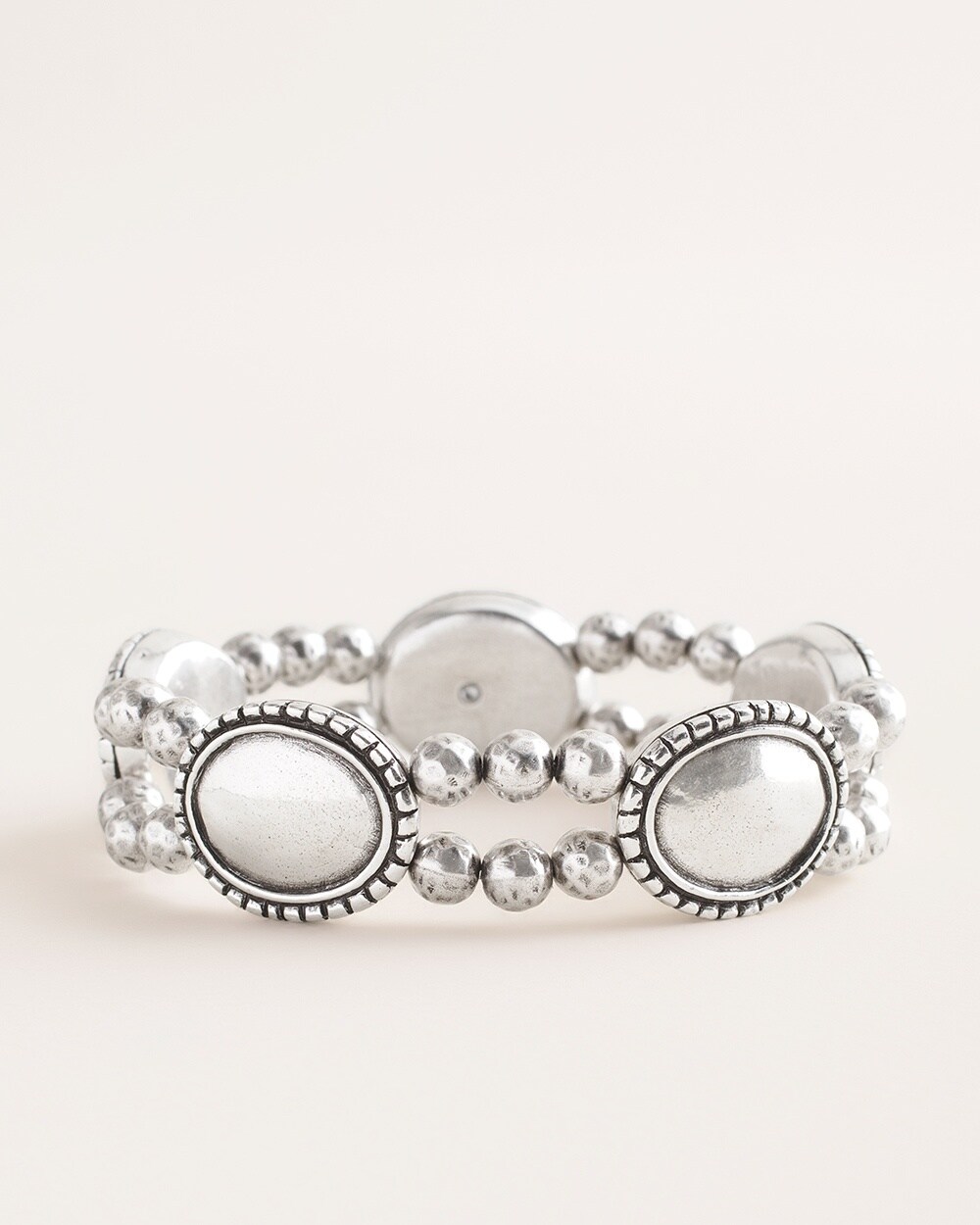 Silvertone Textured Stretch Bracelet