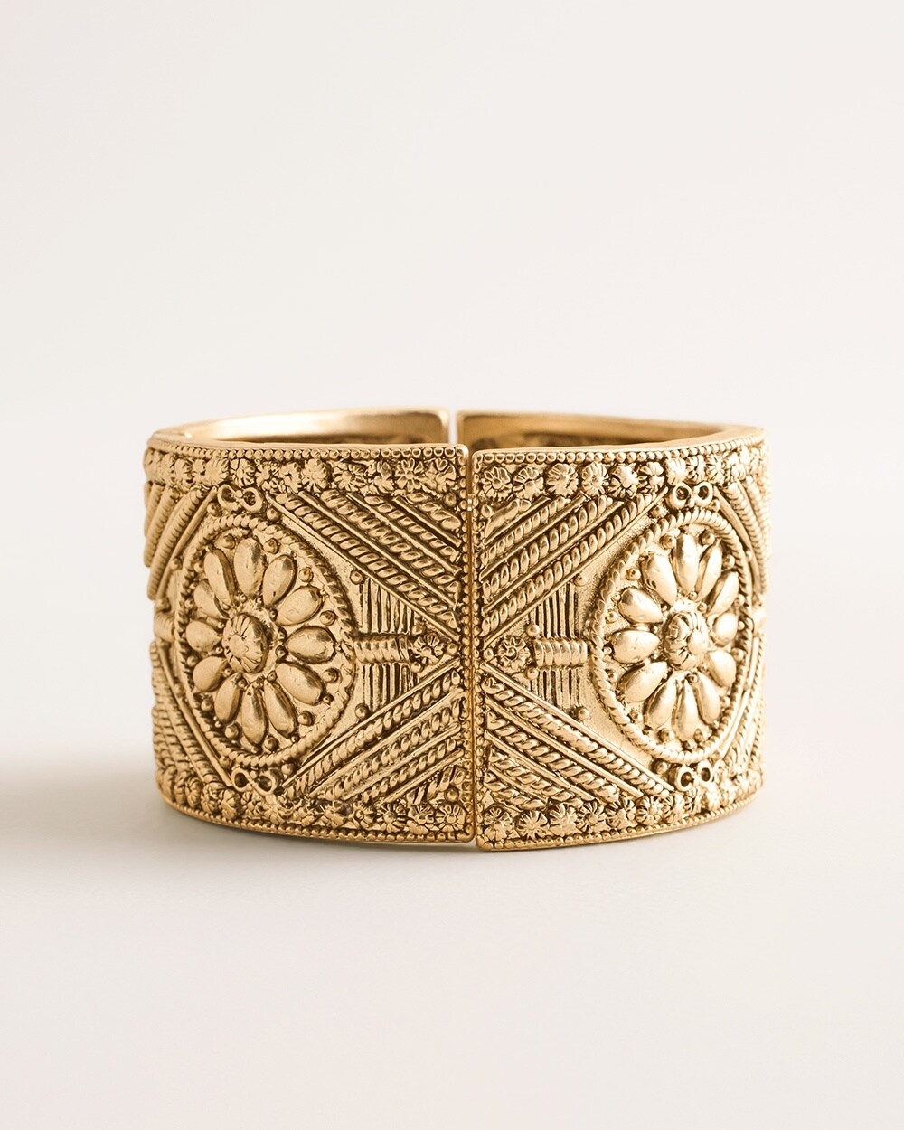 Goldtone Ornate Textured Cuff