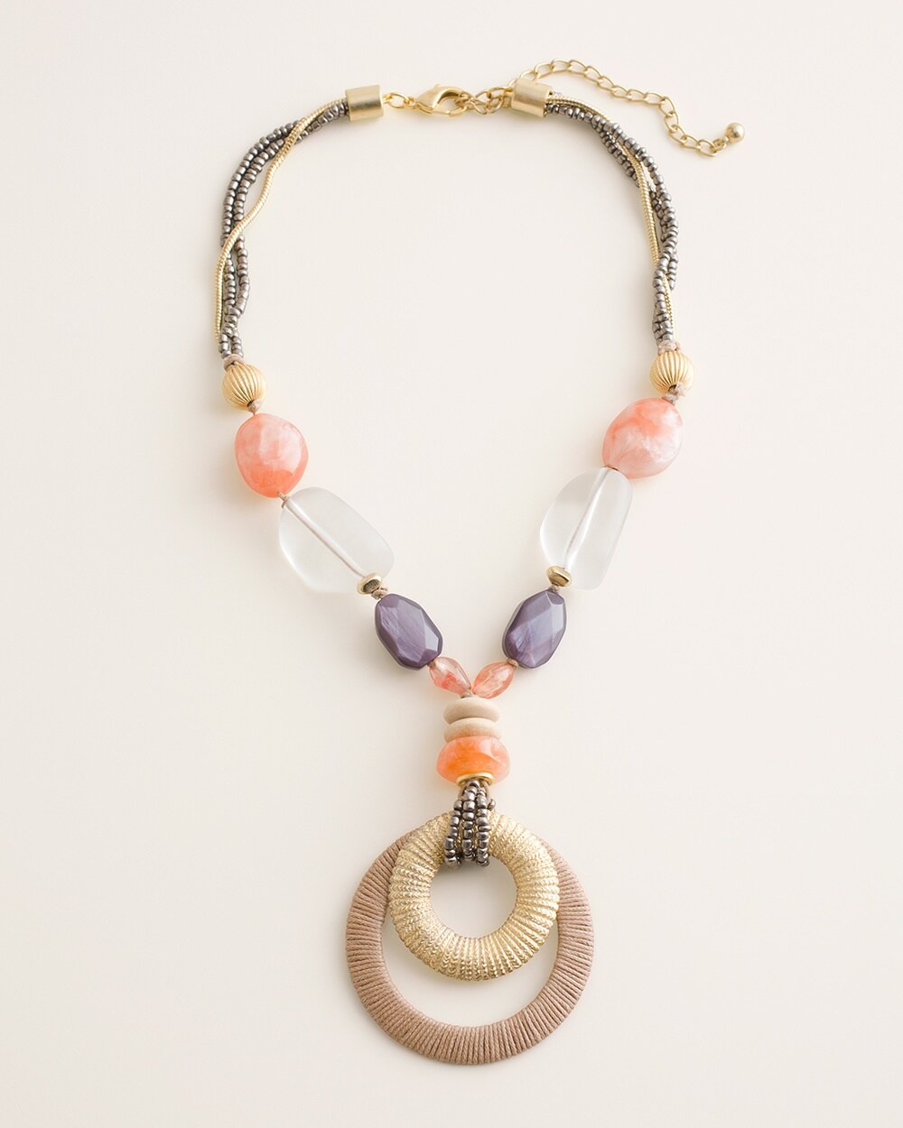 Short Colorful Beaded Pendant Necklace