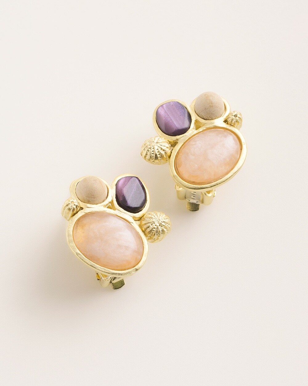 Colorful Simulated Stone Clip-On Earrings