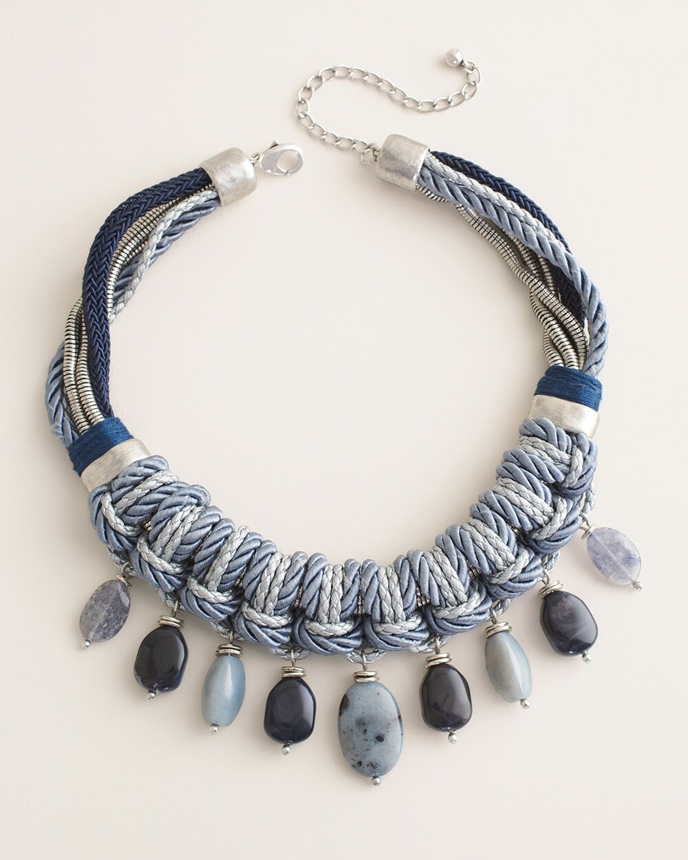 Beaded Blue Bib Necklace