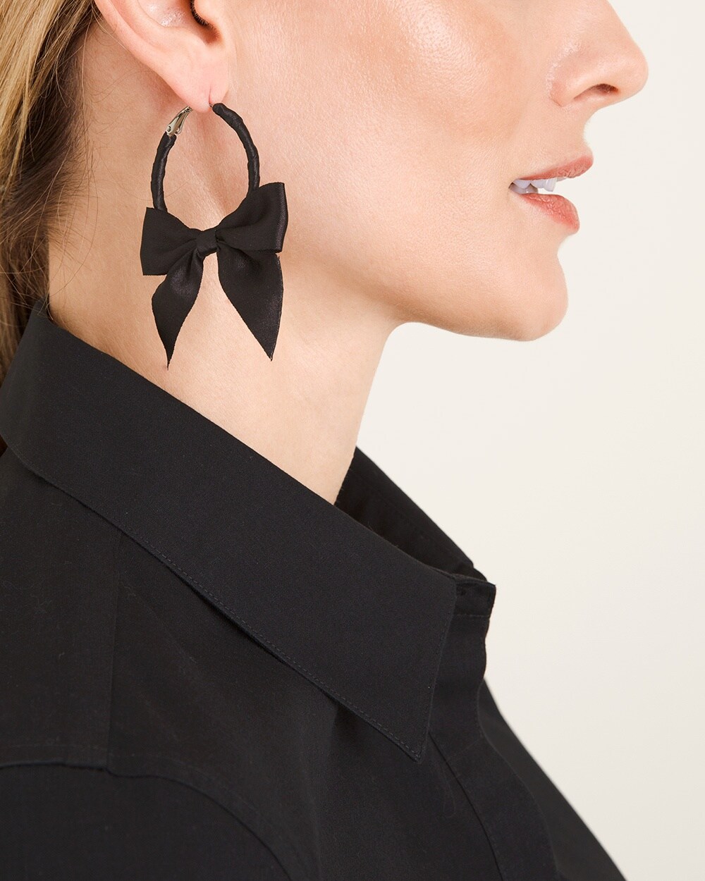 Handcrafted black bow earrings