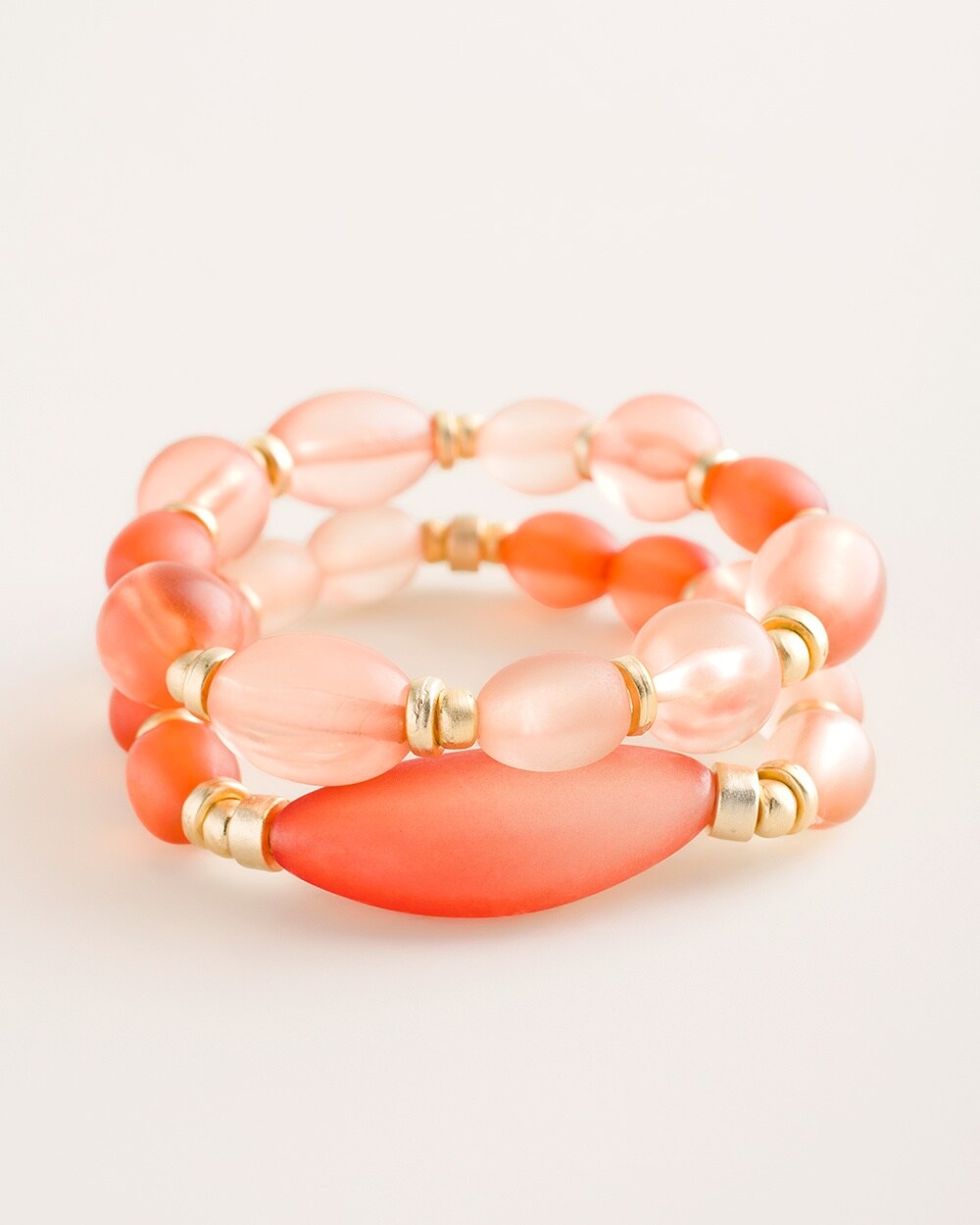 Coral-Hued Stretch Bracelet Set