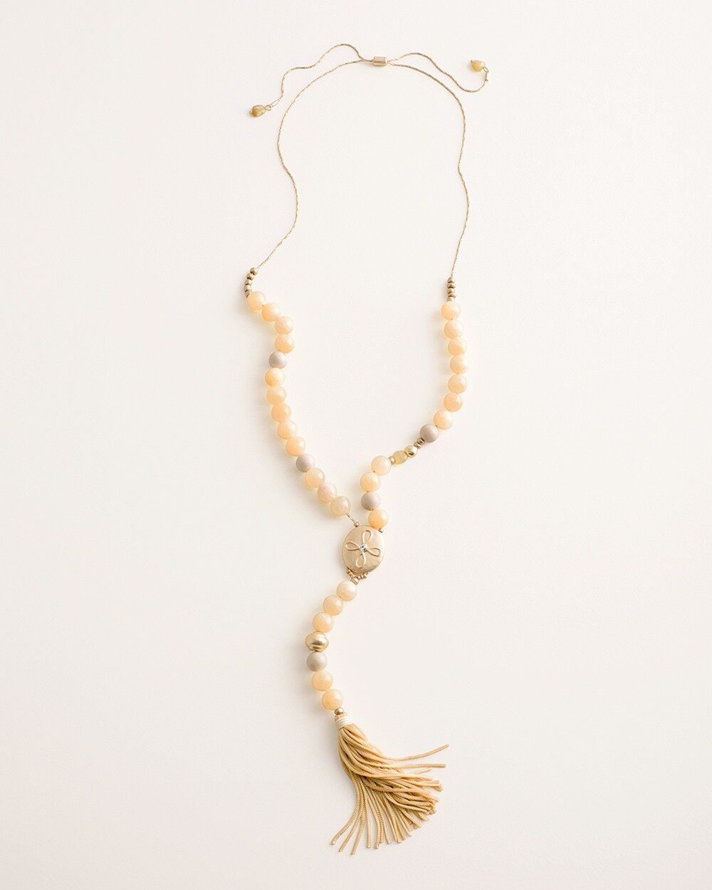 Convertible Beaded Yellow Tassel Necklace