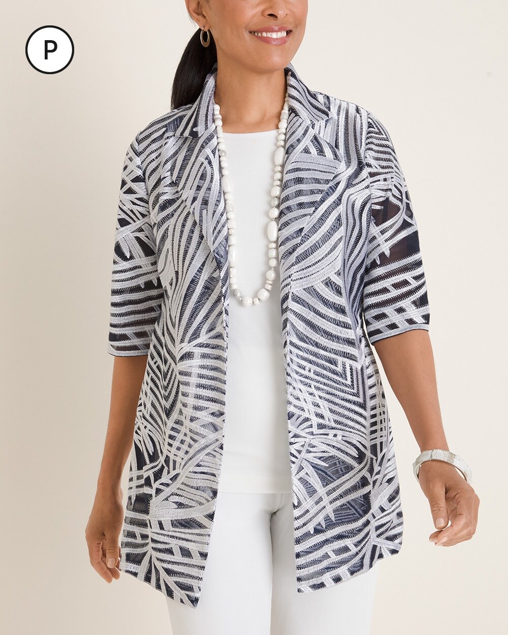 Travelers Collection Petite Printed Strip Jacket