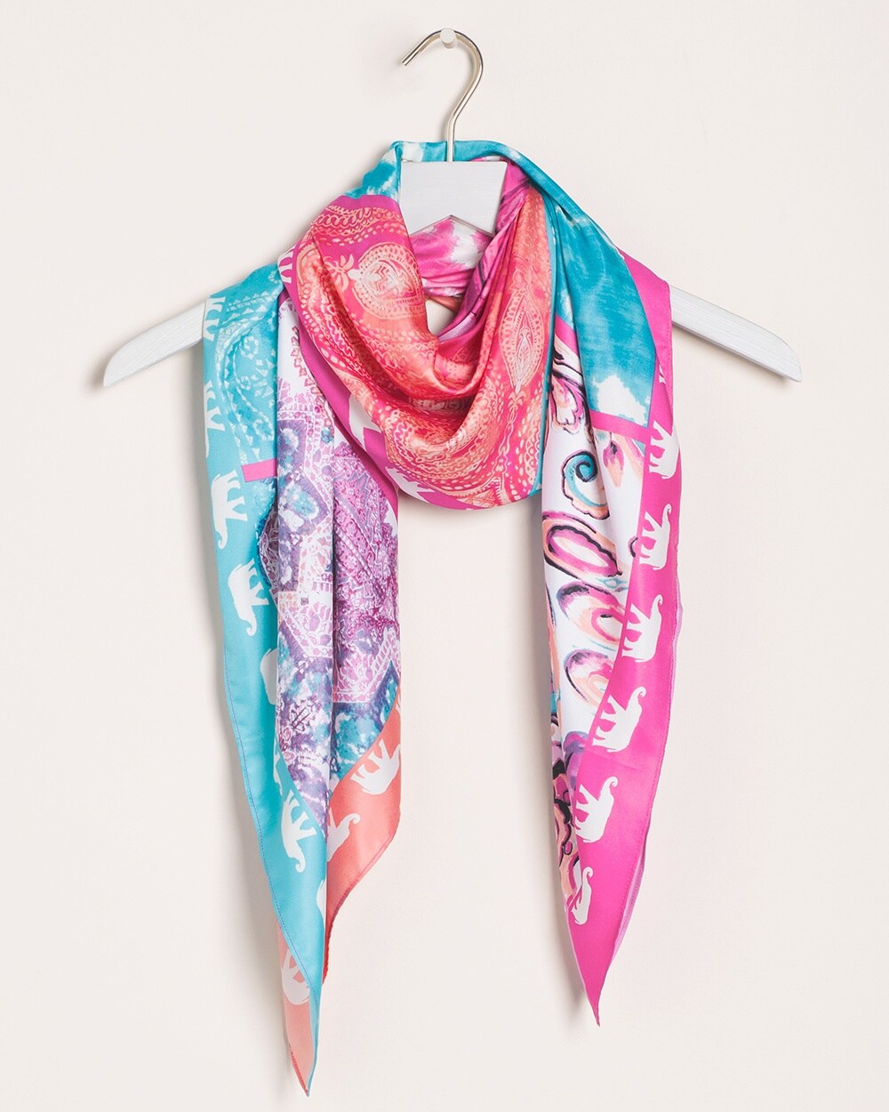 Patchwork-Print Oversized Square Scarf