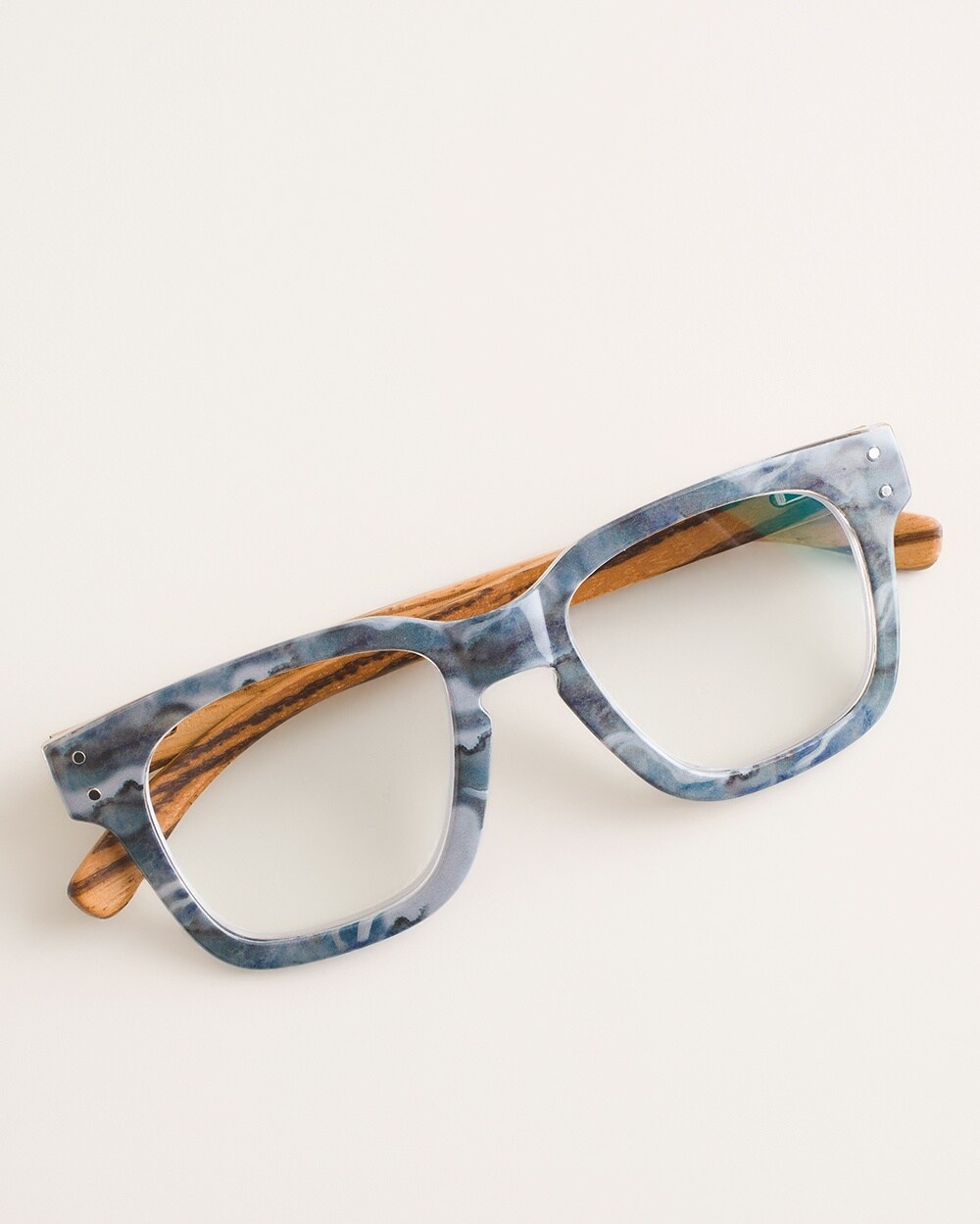 Peepers Focus Blue Faux-Marble Wood Still Life Reading Glasses
