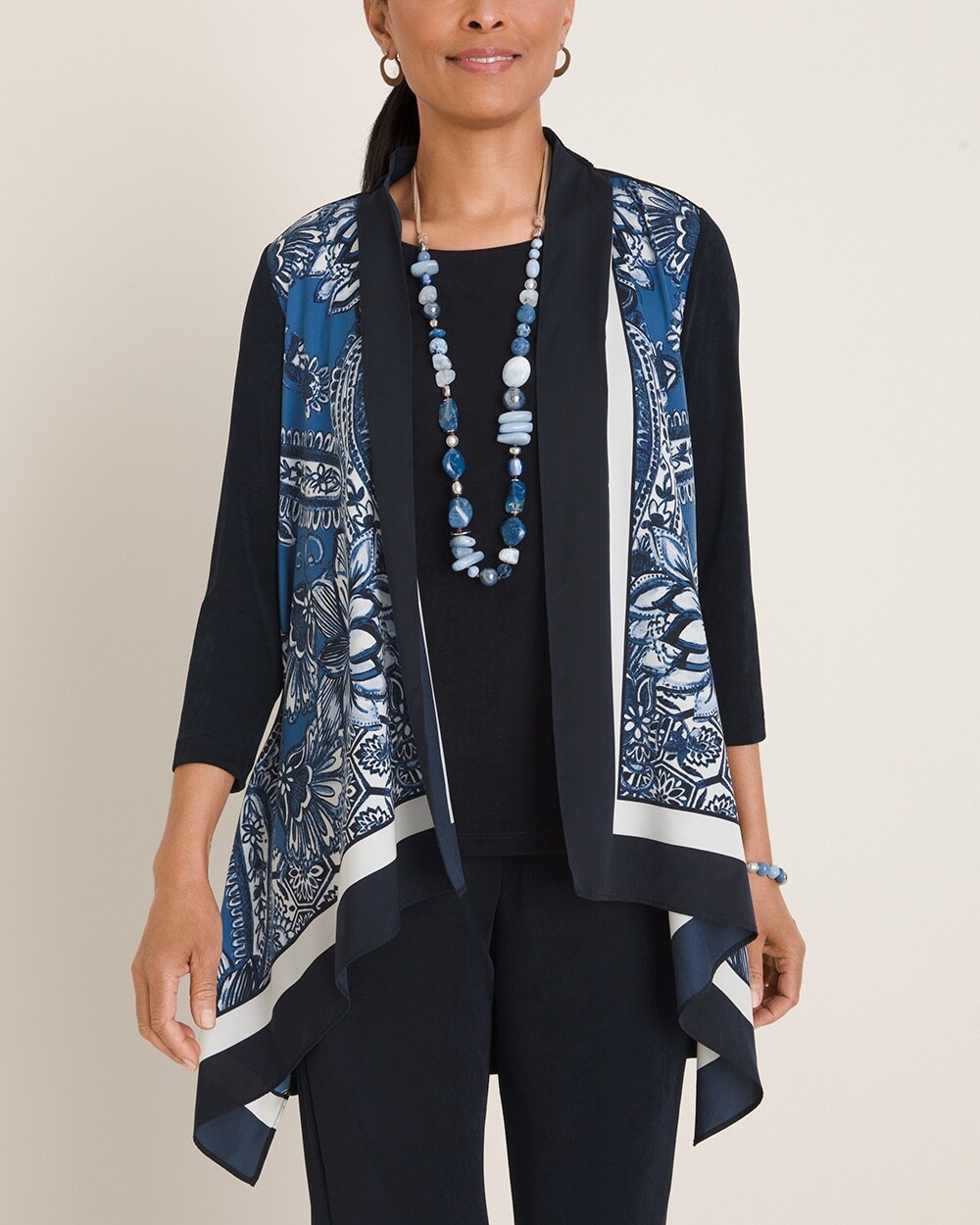 Travelers Classic Scarf-Front Cardigan