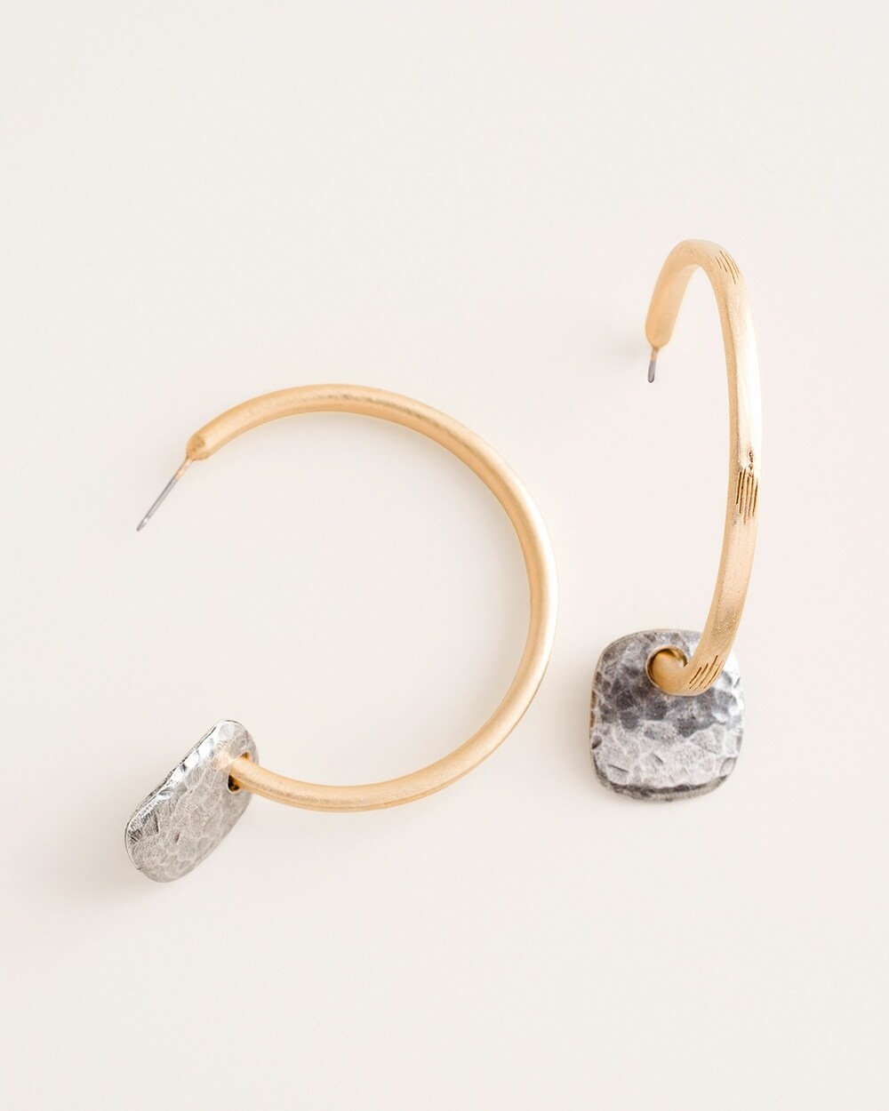 Convertible Mixed-Metal Square Hoop Earrings