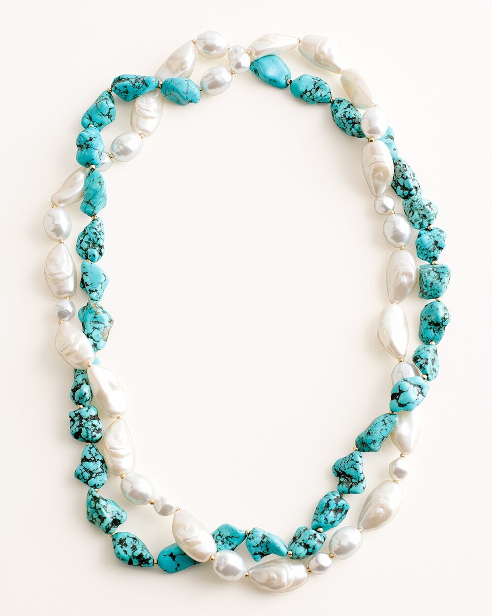 Simulated Turquoise Single-Strand Necklace