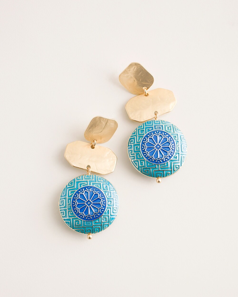 Blue and Goldtone Clip-On Earrings
