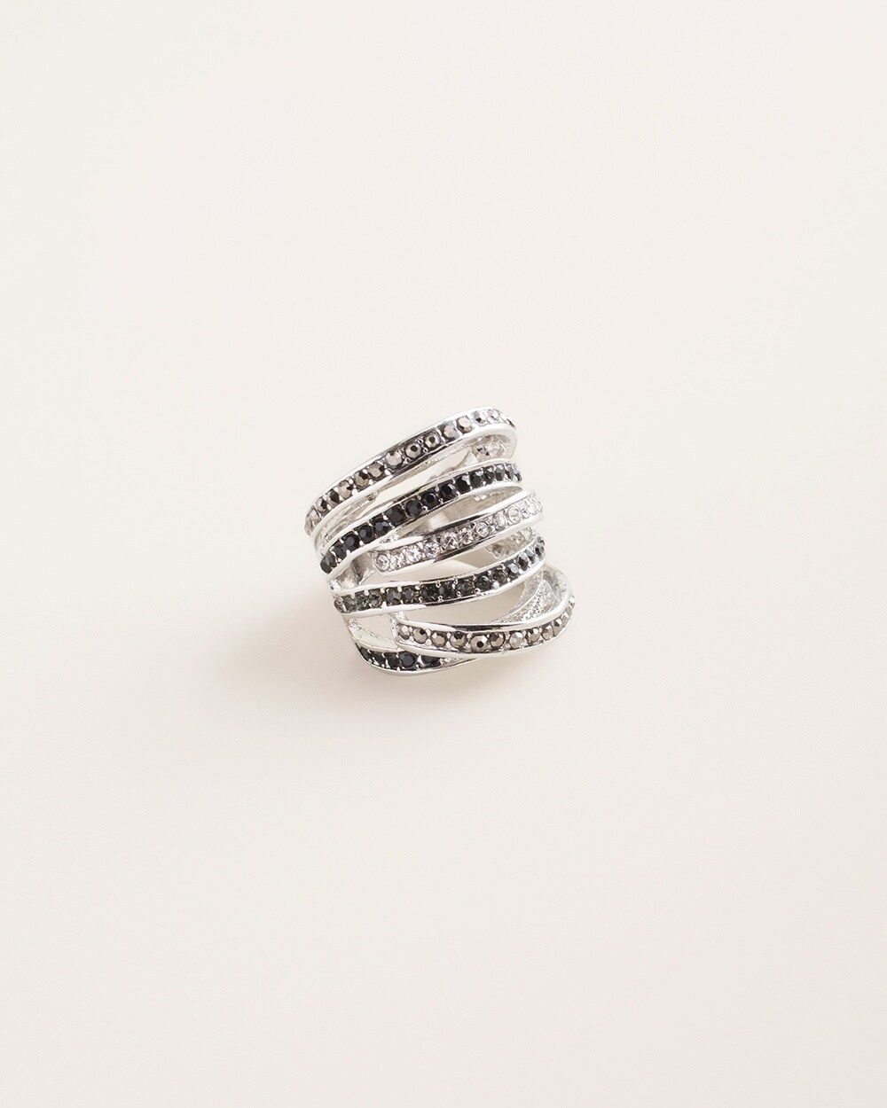 Silvertone Pave Stack Ring