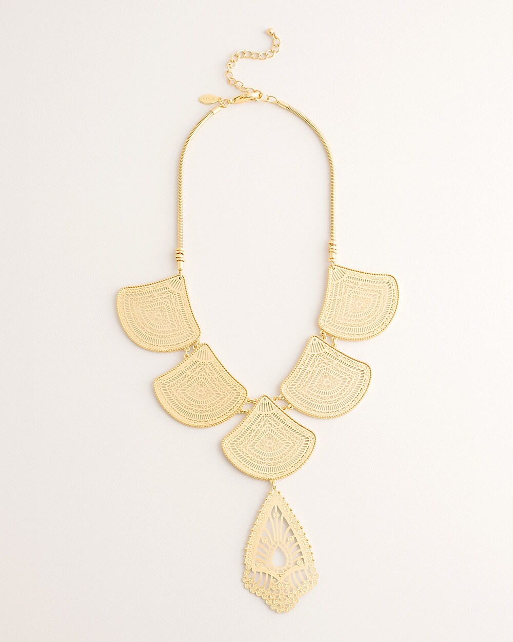 Short Goldtone Cutout Pendant Necklace