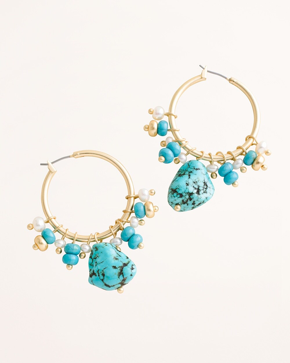 Simulated Turquoise Hoop Earrings