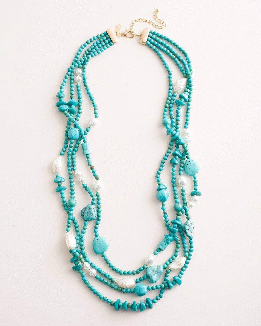 Simulated Turquoise Multi-Strand Necklace