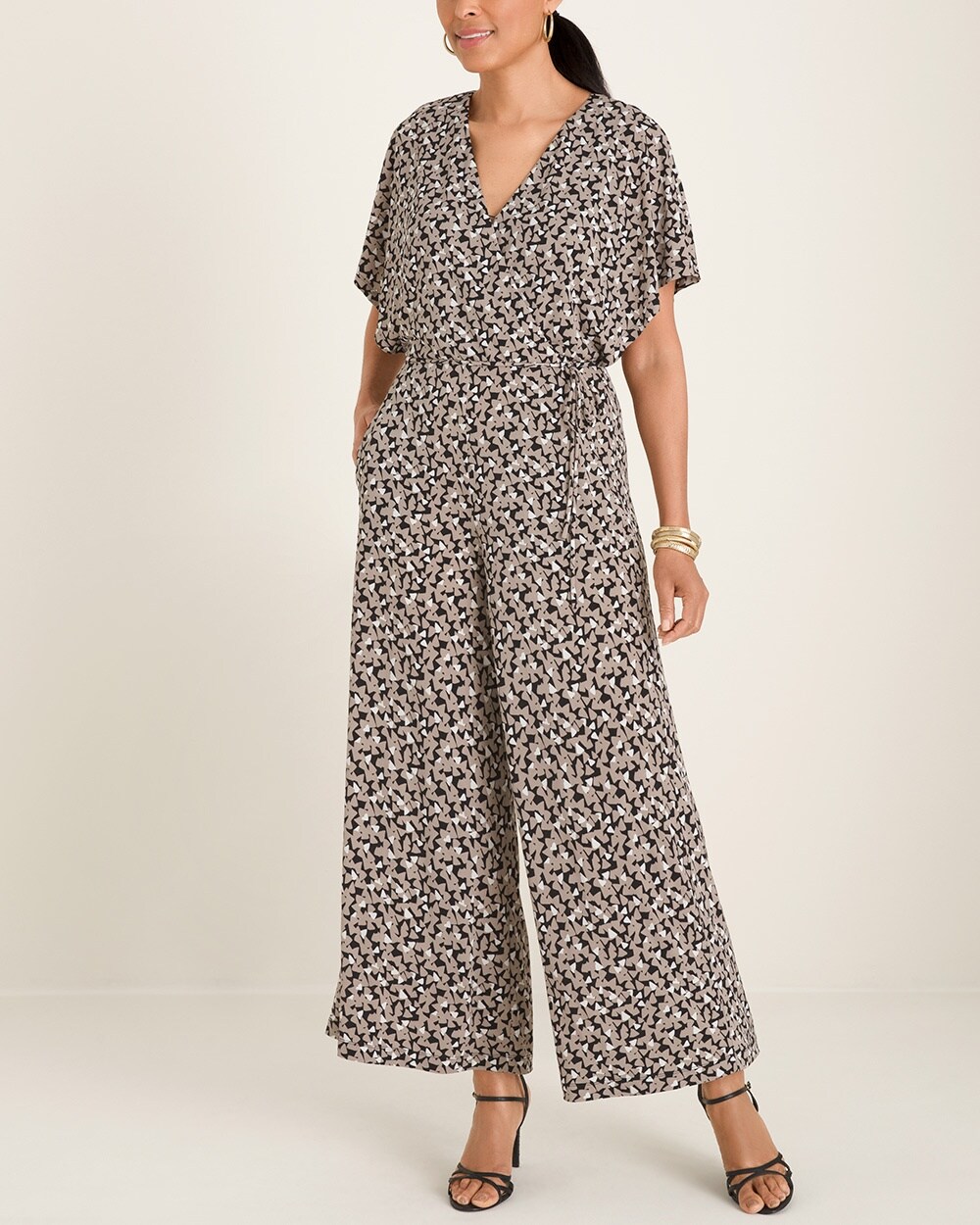 Maggy London Printed Neutral Jumpsuit
