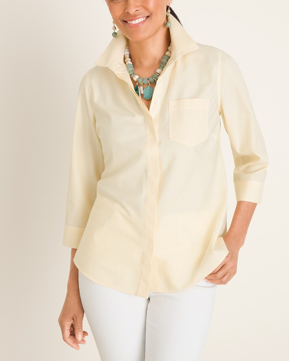 No-Iron Cotton Striped Pocket-Detail Shirt